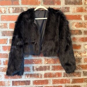 Black Faux Fur Stole
